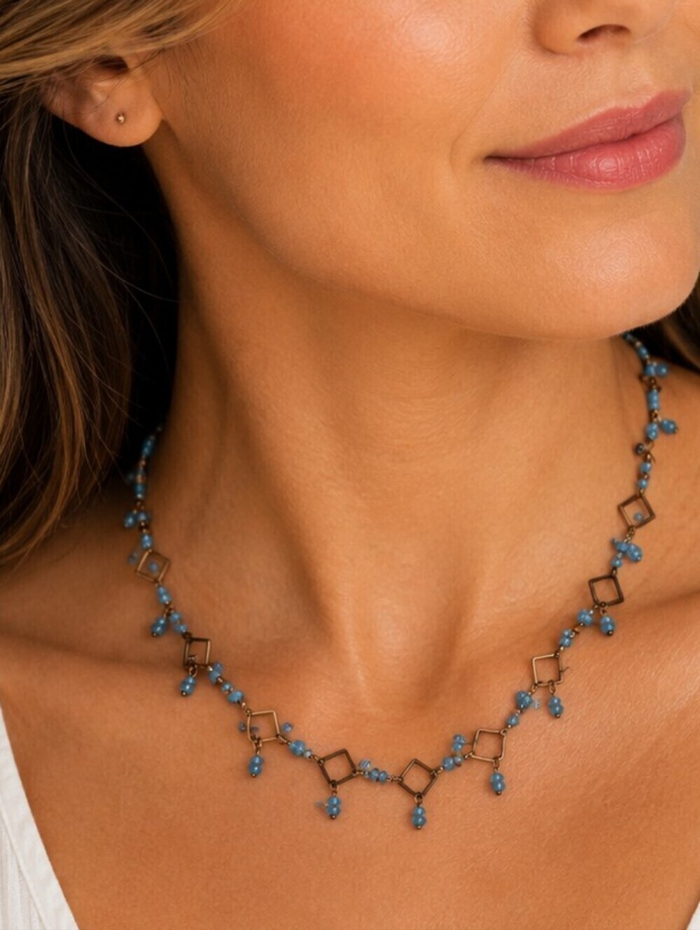 3/$30 Dainty Icy Blue Seed Beaded Chain Mermaidcore Choker Necklace